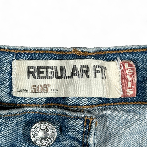 Levis 505 Jeans Mens 36x32 Blue Regular Fit Straight Leg Light Wash Denim Y2K - Picture 5 of 10